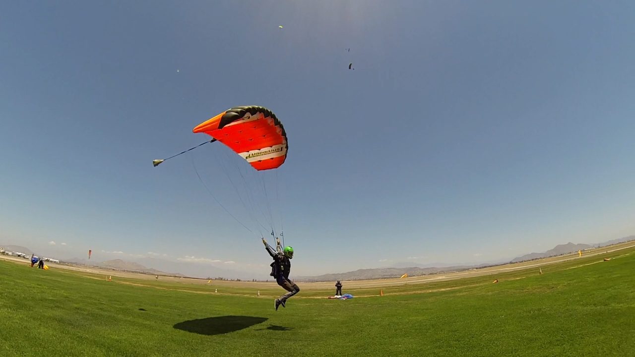 parachute coming in for landing