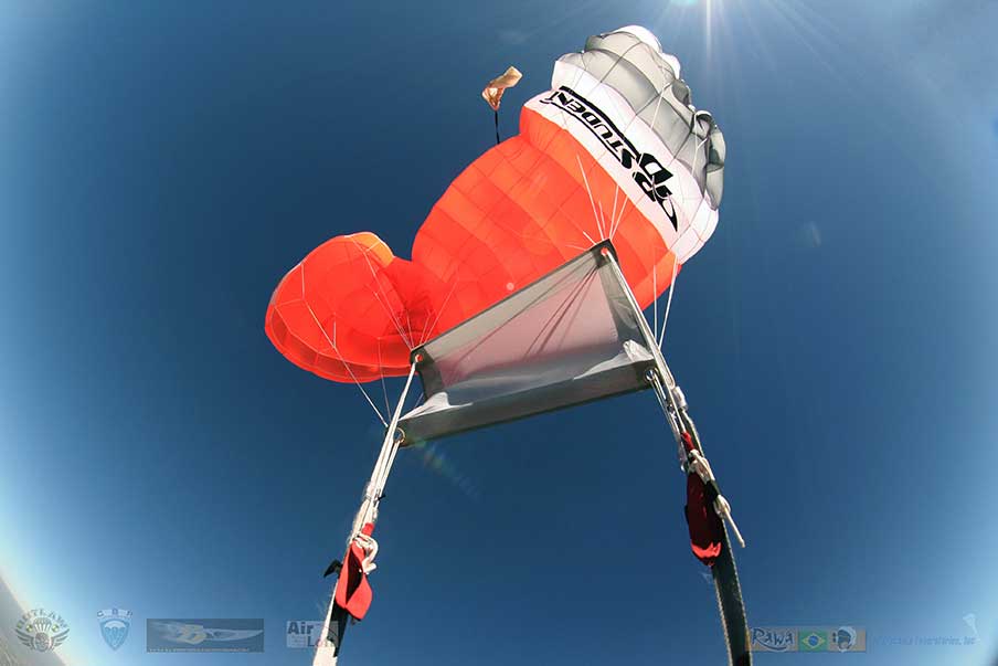 Line over malfunction on a square parachute.