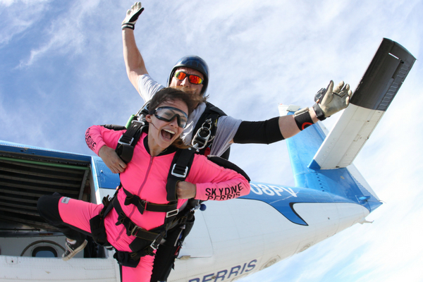 tandem skydiving exit from plane