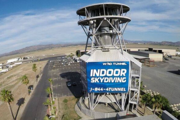 exterior of wind tunnel at Skydive Perris indoor skydiving